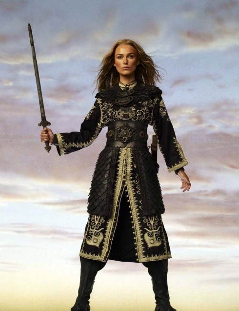 Keira Knightly decided to dabble in androgynous fashion in her role as Elizabeth Swann in Pirates of the Caribbean. Doesn't she look like a fierce warrior here?